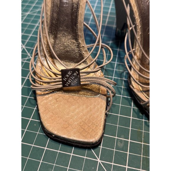 Louis Vuitton Womens Pale Sage Python Leather Strappy Heels Size 37 size 7 - Picture 7 of 7